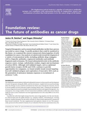 The Future of Antibodies As Cancer Drugs