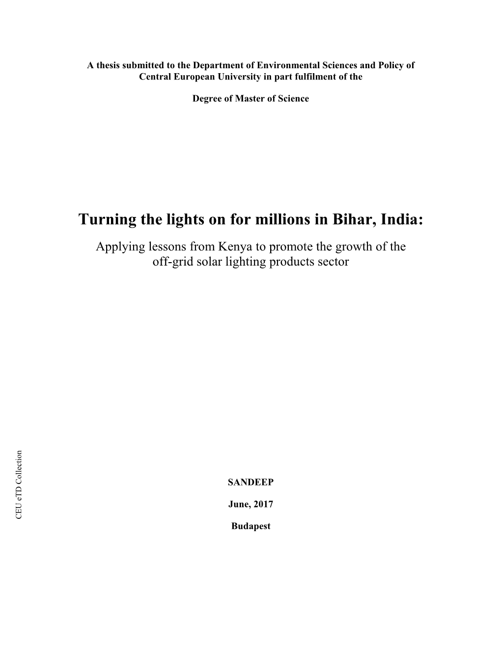 Turning the Lights on for Millions in Bihar, India