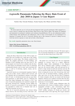 Legionella Pneumonia Following the Heavy Rain Event of July 2018 in Japan: a Case Report