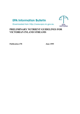 Preliminary Nutrient Guidelines for Victorian Inland Streams