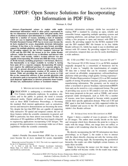 3DPDF: Open Source Solutions for Incorporating 3D Information in PDF Files Norman A