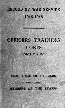 Record of War Service, 1814-1918, Officers Training Corps (Junior