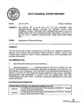 City Council Staff Report