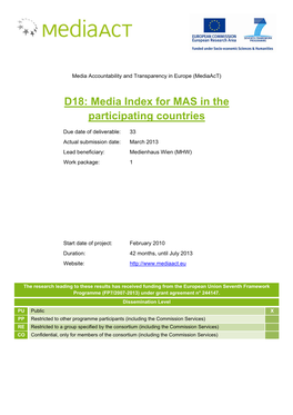 D18: Media Index for MAS in the Participating Countries