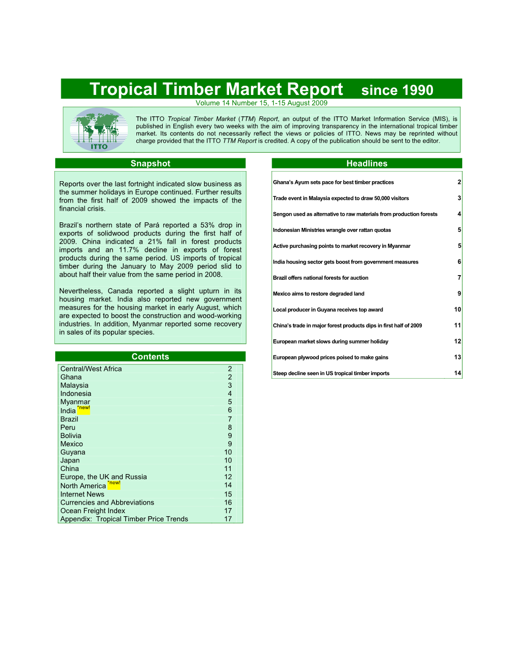 ITTO Tropical Timber Market Report
