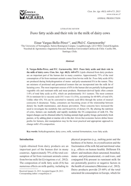 Trans Fatty Acids and Their Role in the Milk of Dairy Cows