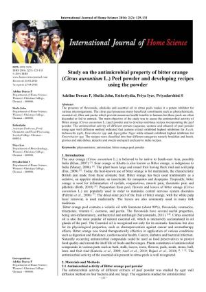Study on the Antimicrobial Property of Bitter Orange (Citrus Aurantium L
