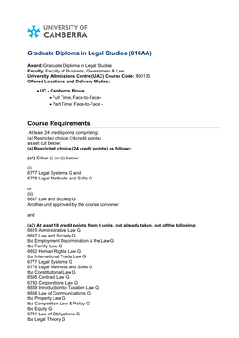 Graduate Diploma in Legal Studies (018AA)
