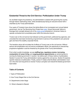 Existential Threat to the Civil Service: Politicization Under Trump