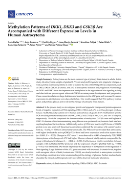 Methylation Patterns of DKK1, DKK3 and Gsk3p Are