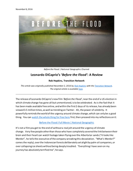 Leonardo Dicaprio's 'Before the Flood': a Review