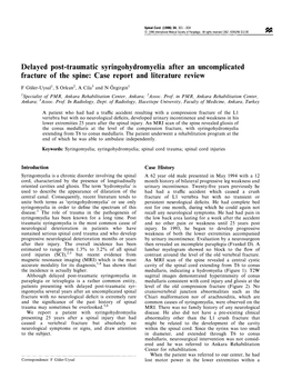 Delayed Post-Traumatic Syringohydromyelia After an Uncomplicated Fracture of the Spine: Case Report and Literature Review