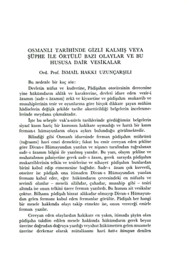 Osmanli Tarihinde Gizli Kalmi~ Veya ~Üphe Ile Örtülü Bazi