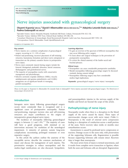 Nerve Injuries Associated with Gynaecological Surgery