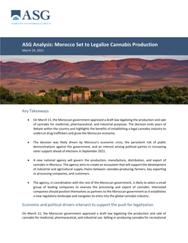 ASG Analysis: Morocco Set to Legalize Cannabis Production March 24, 2021