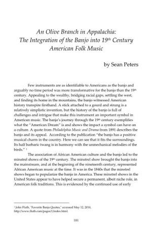 The Integration of the Banjo Into 19Th Century American Folk Music