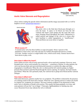 Aortic Valve Stenosis and Regurgitation