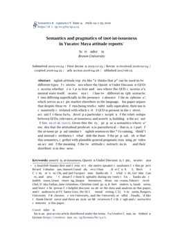 Semantics and Pragmatics of (Not-)At-Issueness in Yucatec Maya Attitude Reports*