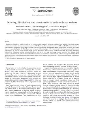 Diversity, Distribution, and Conservation of Endemic Island Rodents