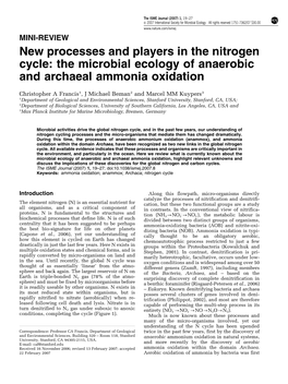 The Microbial Ecology of Anaerobic and Archaeal Ammonia Oxidation