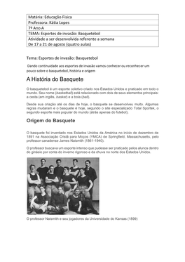 A História Do Basquete