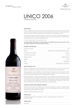 Unico 2006 Tasting Notes