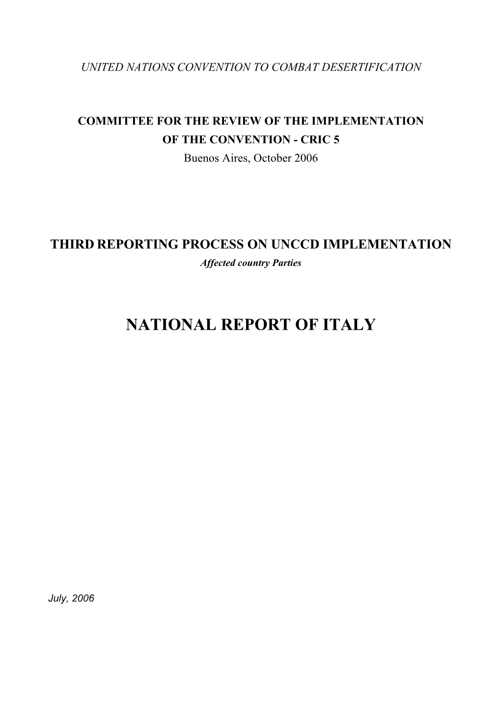 National Report of Italy