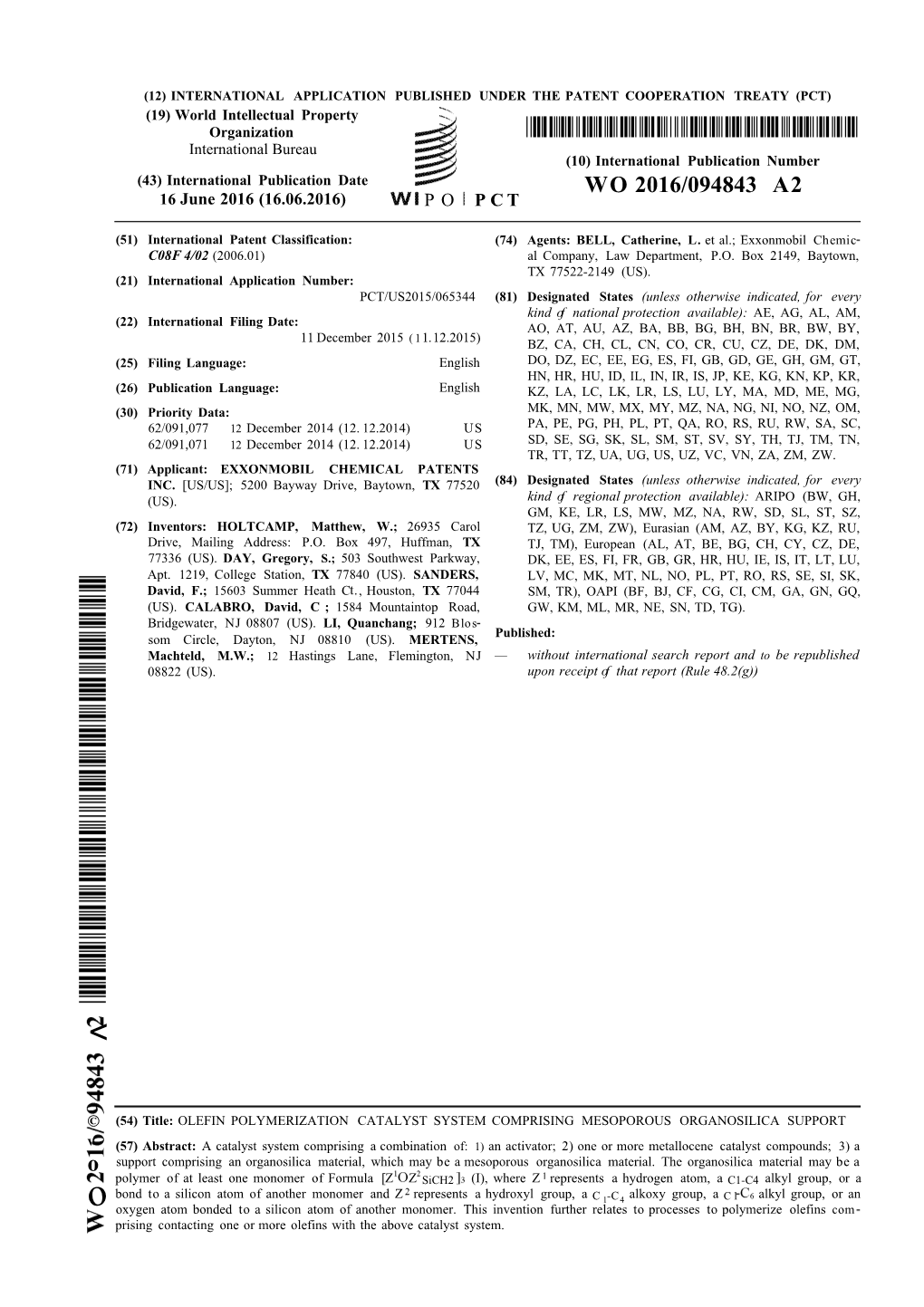 WO 2016/094843 A2 16 June 2016 (16.06.2016) P O P C T