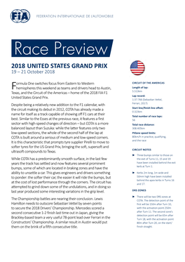 2018 UNITED STATES GRAND PRIX 19 – 21 October 2018