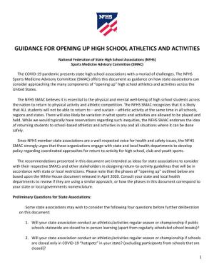NFHS Guidance for Opening up High School Athletics and Activities