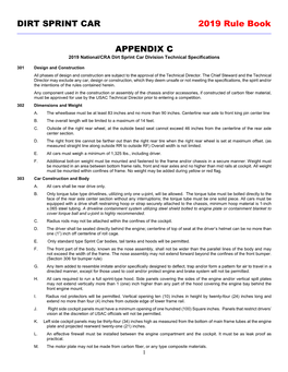 DIRT SPRINT CAR 2019 Rule Book APPENDIX C