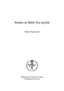 Studies on Baltic Sea Mysids