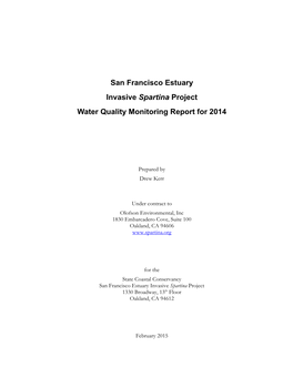 San Francisco Estuary Invasive Spartina Project Water Quality Monitoring Report for 2014