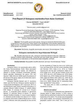 First Report of Octospora Neerlandica from Asian Continent