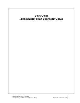 Identifying Your Learning Goals