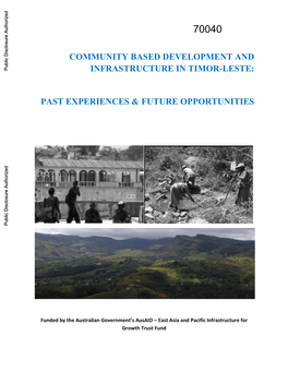 Community Based Development and Infrastructure in Timor-Leste