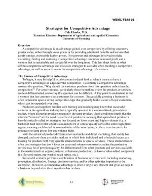 Strategies for Competitive Advantage Cole Ehmke, M.S