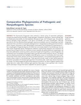Comparative Phylogenomics of Pathogenic and Nonpathogenic Species