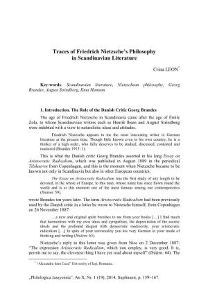 Traces of Friedrich Nietzsche's Philosophy