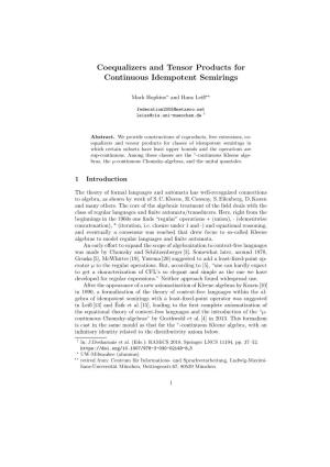 Coequalizers and Tensor Products for Continuous Idempotent Semirings
