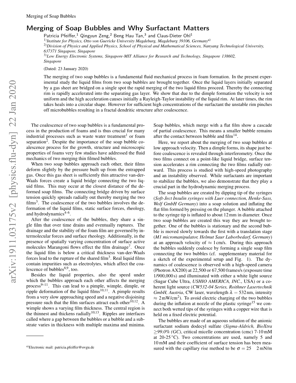 Merging of Soap Bubbles and Why Surfactant Matters