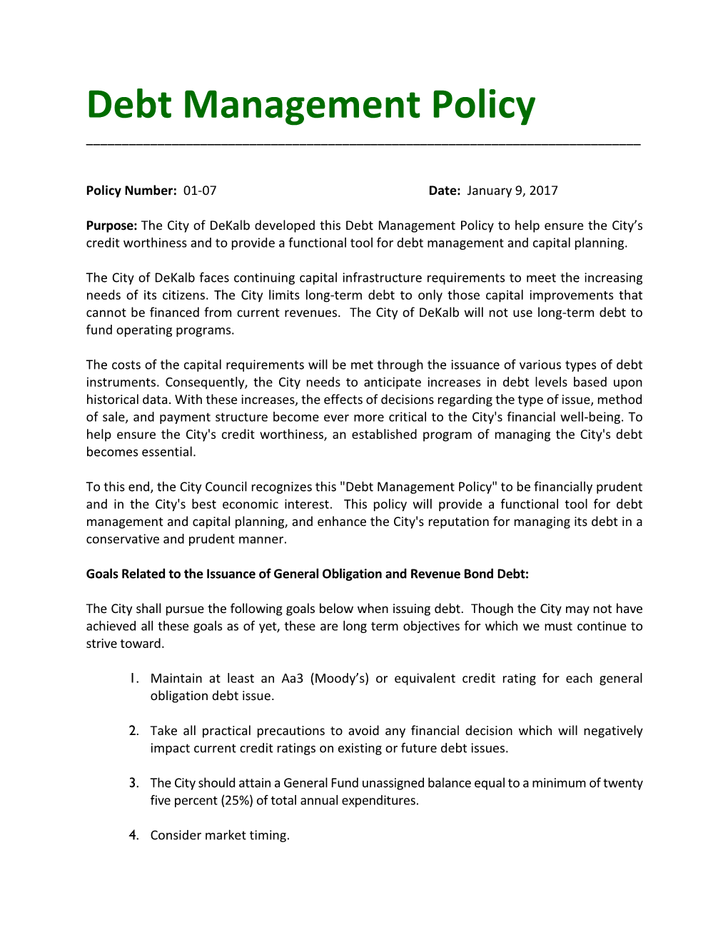 Debt Management Policy ______