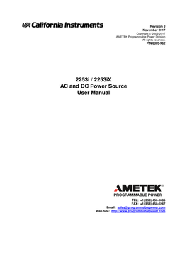 2253I / 2253Ix AC and DC Power Source User Manual