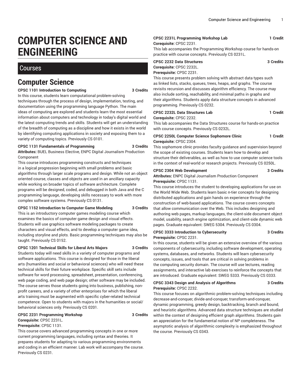 Computer Science and Engineering 1