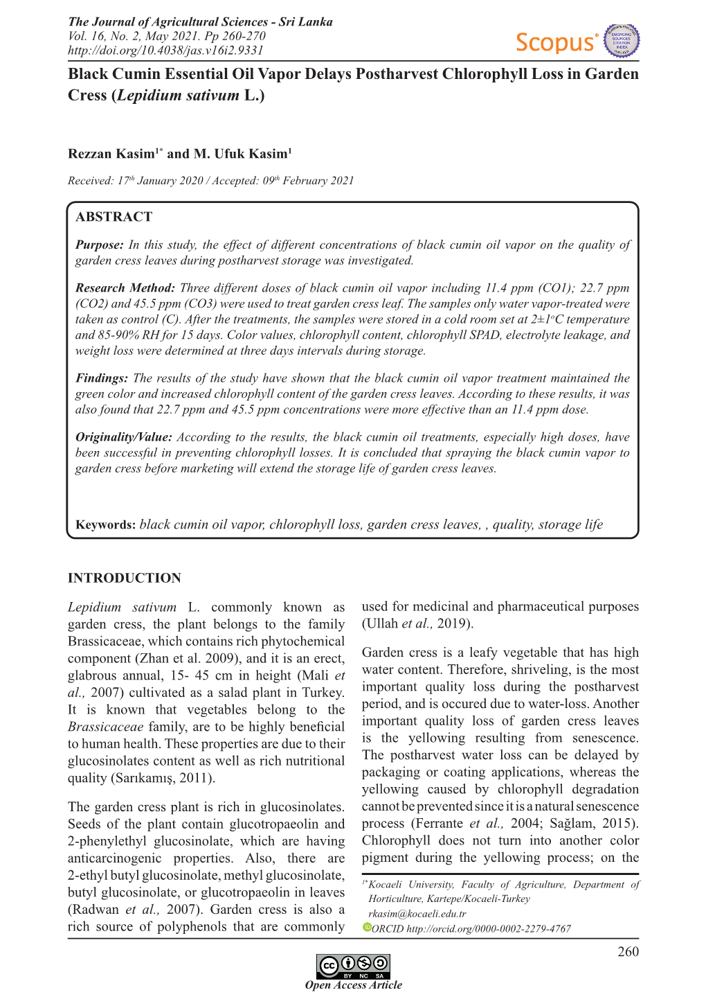 Black Cumin Essential Oil Vapor Delays Postharvest Chlorophyll Loss in Garden Cress (Lepidium Sativum L.)