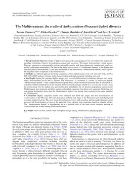 The Mediterranean: the Cradle of Anthoxanthum (Poaceae) Diploid Diversity