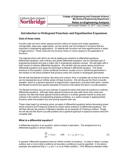 Notes on Power Series Solutions and Bessel Functions