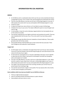 Information Pre Coil Insertion