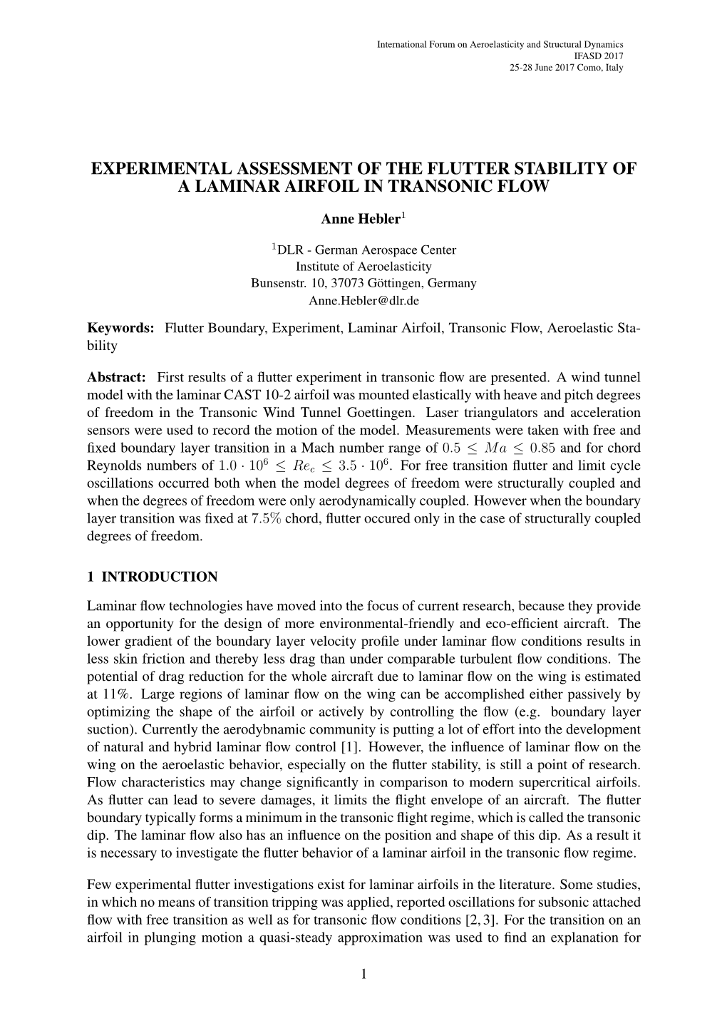 Experimental Assessment of the Flutter Stability of a Laminar Airfoil in Transonic Flow