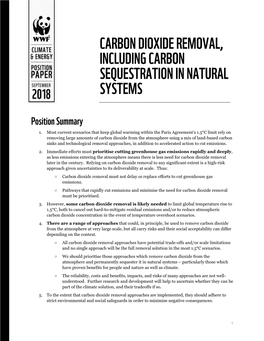 Carbon Dioxide Removal, Including Carbon Sequestration in Natural Systems